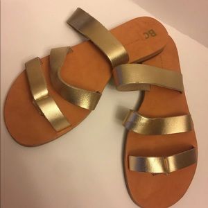 Born in California Gold Leather Slide-in Sandals